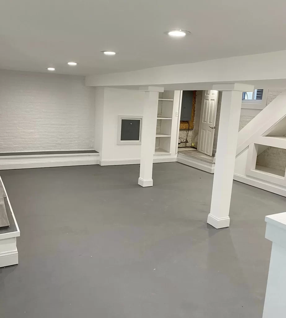 Finished basement family room in Edison NJ by VIC Construction
